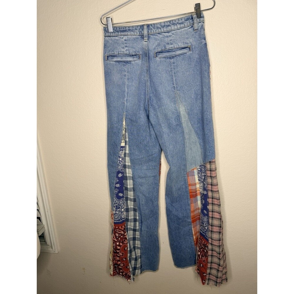 Free People Cortez Pieced Jeans We The Free Patchwork Flare Blue 27 - Picture 12 of 15